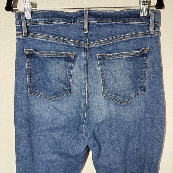 LOFT Womens 'The Slim Flare' Jeans 29/8 High Rise Frayed Hem Casual Medium Wash - Picture 7 of 10